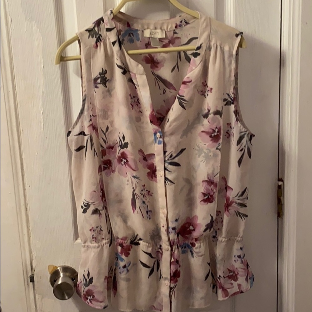 Loft floral button up short sleeve